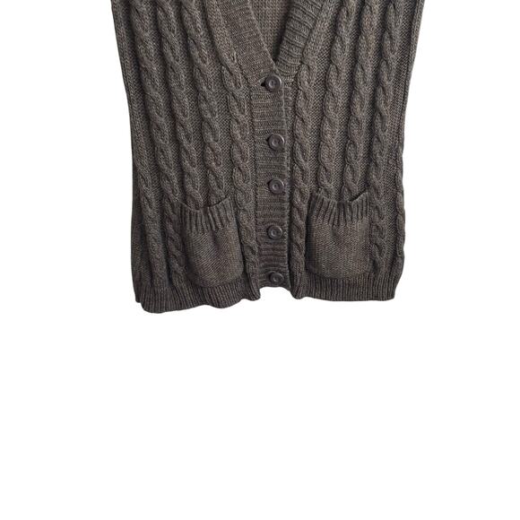 Merona Women Tunic Sweater‎ Vest XL Brown Button Up Wool Blend Office Travel Y3K - Picture 6 of 9